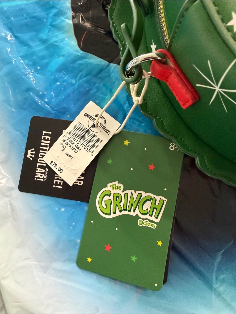 LoungeFly Christmas Grinch Lenticular Bag Purse NWT Universal Orlando - Picture 5 of 6